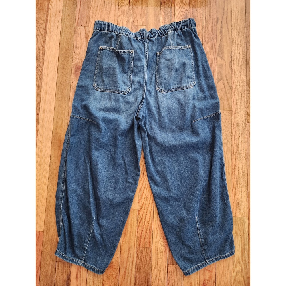 We The Free Free People Silverton Puddle Barrel Jeans Medium Wash Blue Baggy M - Picture 6 of 8